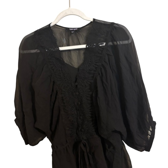 Daniel Rainn‎ Black Silk Lace Button Top Blouse Whimsigoth Small - Picture 3 of 9